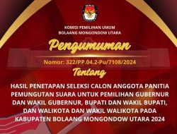 KPU Bolmut Umumkan Nama-nama Anggota PPS Pilkada Serentak 2024, Ini Daftarnya